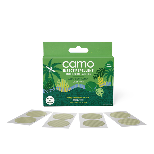 20 patchs anti-insectes sans DEET. Compatibles grossesse, allaitement et bébé dès 6mois.